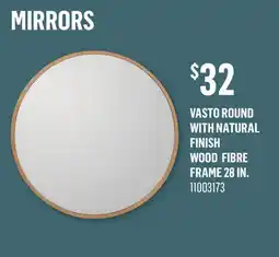 Canac Vasto Round Mirror with Natural Finish Wood Fibre Frame 28in offer