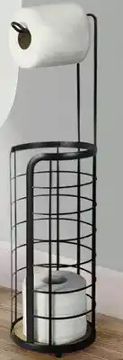 Canac Free-Standing Toilet Paper Holder with Storage Black offer