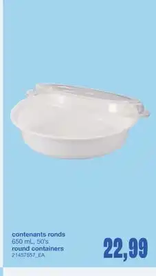 Wholesale Club CONTENANTS RONDS, 650 mL, 50's offer