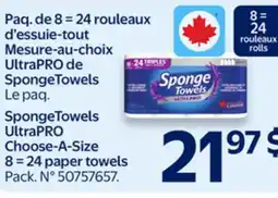 Walmart SpongeTowels UltraPRO Choose-A-Size 8 = 24 paper towels offer