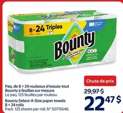 Walmart Bounty Select-A-Size paper towels 8 = 24 rolls offer