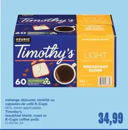 Wholesale Club MÉLANGE DÉJEUNER, TORRÉFIÉ OU CAPSULES DE CAFÉ K-CUPS, 60'S offer