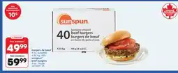 Wholesale Club BURGERS DE BŒUF SUNSPUN, 4,54 kg, 40's offer