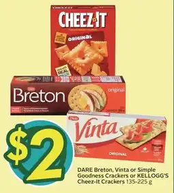 Sobeys Dare breton, vinta or simple goodness crackers or kellogg's cheez-it crackers offer