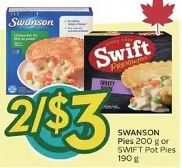 Sobeys Swanson pies or swift pot pies offer