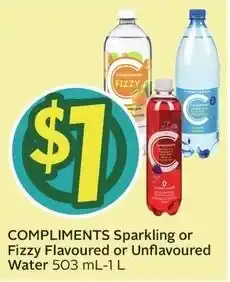 Sobeys Compliments sparkling or fizzy flavoured or unflavoured water offer
