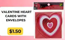 Dollarama Valentine heart cards with envelopes offer
