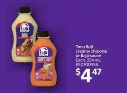 Walmart Taco Bell Creamy Chipotle or Baja Sauce offer