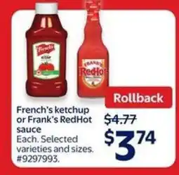 Walmart French's ketchup or Frank's RedHot sauce offer