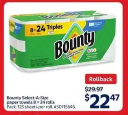 Walmart Bounty Select-A-Size Paper Towels offer