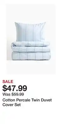 H&M Cotton Percale Twin Duvet Cover Set offer