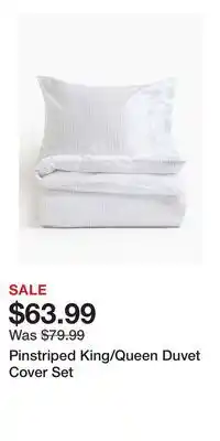H&M Pinstriped King/Queen Duvet Cover Set offer