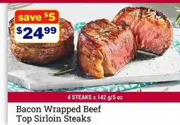 M & M Food Market Bacon Wrapped Beef Top Sirloin Steaks offer