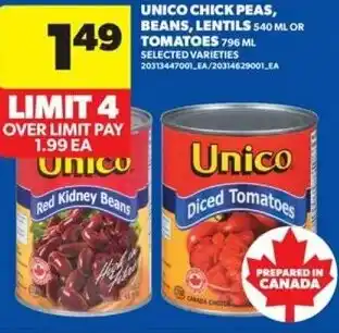 Unico chickpeas and Beans