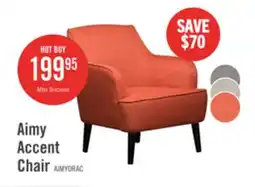 The Brick Aimy 28 Linen Look Fabric Accent Chair with Cylindrical Wood Legs - Orange offer