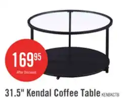 The Brick Kendal 31.5 Modern Round Glass Top Coffee Table with Casters - Black offer