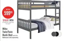 The Brick Miko Bunk Bed with Ladder & Guard Rail for Kids, Grey - Twin/Twin offer