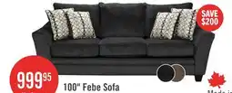 The Brick Made in Canada Febe 100 Chenille Fabric Sofa with Flared Arms and Accent Pillows - Charcoal Grey offer