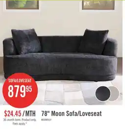 The Brick Moon 78 Fabric Curved Loveseat with Accent Pillows - Wooly Raven Black offer