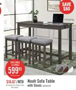 The Brick Noah 60 Modern Dinette with 3 Counter-Height Stools and USB Ports - Espresso offer