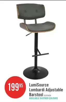 The Brick LumiSource Lombardi Faux Leather Mid-Century Modern Adjustable Barstool - Walnut/Grey offer