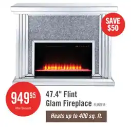 The Brick Flint 47.4 Glam Electric Fireplace - Silver and Glass offer