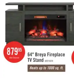 The Brick Breya 64 Modern Electric Fireplace TV Stand with Storage & USB Charging for TVs up to 70- Grey offer