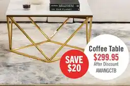 The Brick Amanda 31.5 Modern Square Coffee Table - White Marble Top with Gold Metal Base offer