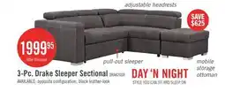 The Brick Drake 3-Piece Right-Facing Faux Suede Fabric Sleeper Sectional with Storage Ottoman - Cement Grey offer