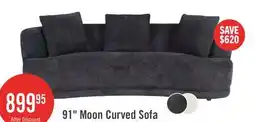 The Brick Moon 91 Fabric Curved Sofa with Accent Pillows - Wooly Raven Black offer