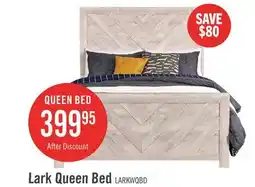 The Brick Lark Panel Bed with Headboard & Frame, Chevron Pattern, Rustic White - Queen Size offer