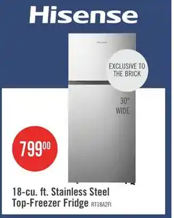 The Brick Hisense 30 18 Cu. Ft. Top-Mount Refrigerator - Stainless Steel - RT18A2FID offer