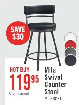 The Brick Mila Counter-Height Stool with Swivel Seat & Vegan Leather Fabric, 25H, Metal - Black offer