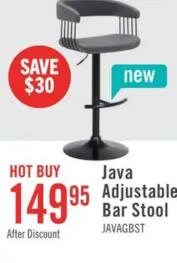 The Brick The Brick Java Barstool with Swivel & Adjustable Seat, Vegan Leather Fabric, 24.5-33H, Metal - Grey offer