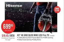 The Brick HISENSE 65 U68QF Mini-LED QLED 4K UHD AI Fire TV (65U68QF) offer