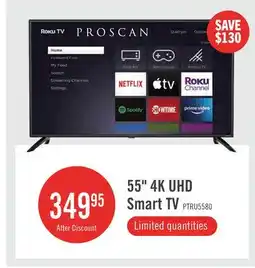 The Brick Proscan 55 LED 4K UHD Smart Roku TV (PTRU5580) offer