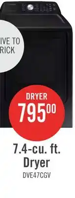The Brick Samsung 7.4 Cu. Ft. Electric Dryer - Black Stainless Steel - DVE47CG3500VAC offer