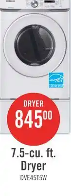 The Brick Samsung 7.5 Cu. Ft. Electric Dryer - White - Stackable - DVE45T6005W/AC offer