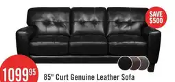 The Brick Curt 85 Genuine Leather Sofa with Button Tufting - Black offer