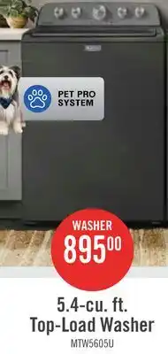 The Brick Maytag 5.5 Cu Ft. Top Load Agitator Washer with Pet Pro Option - Volcano Black - MTW5605RU offer