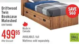 The Brick Driftwood Mates Bed with Bookcase Headboard Set for Kids, Brown - Twin Size offer