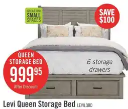 The Brick Levi Platform Storage Bed with Headboard & Frame, Wooden, Drift Grey - Queen Size offer