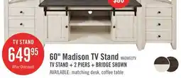The Brick Madison 60 Rustic TV Stand with Storage and Cable Management for TVs up to 65- White offer