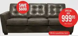 The Brick Curt 85 Genuine Leather Sofa with Button Tufting - Grey offer