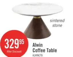 The Brick Alwin 31.5 Modern Round Coffee Table with White Sintered Stone Top - Brown offer