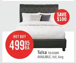 The Brick Tulsa Upholstered Platform Bed in Grey Vegan-Leather Fabric, Button Tufted - Queen Size offer