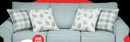 The Brick Made in Canada Scarlett 87 Chenille Fabric Sofa with Rolled Arms and Accent Pillows - Marine Blue offer