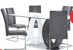 The Brick Jaye 7pc Dining Set with Table & 6 Chairs, Glass Top, Pedestal Base, 63W - Grey & White offer