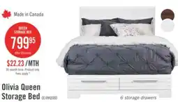 The Brick Olivia Platform Storage Bed with Headboard & Frame, Made in Canada, White - Queen Size offer