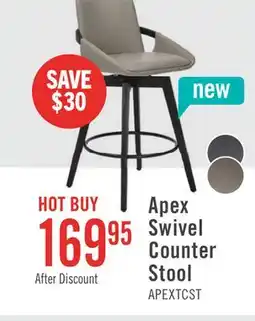 The Brick Apex Counter-Height Stool with Swivel Seat & Vegan Leather Fabric, 27H, Metal - Taupe offer
